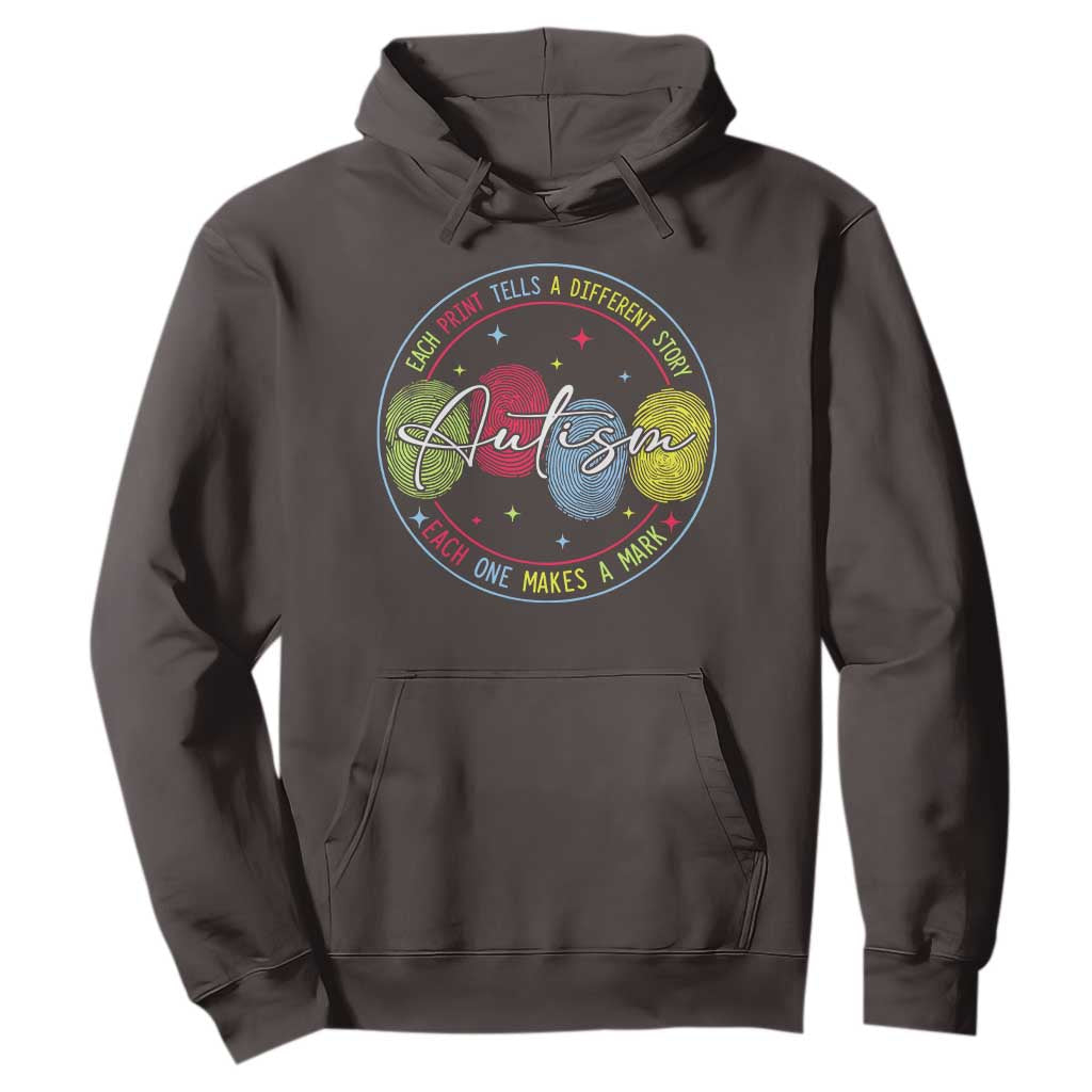 Autism Hoodie Fingerprint Autism Each Print Tells A Different Story TS09 Dark Chocolate Print Your Wear
