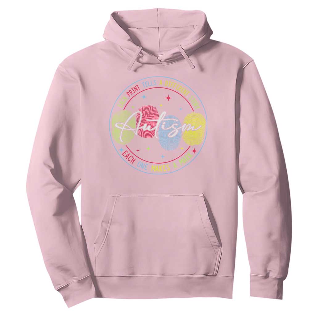 Autism Hoodie Fingerprint Autism Each Print Tells A Different Story TS09 Light Pink Print Your Wear