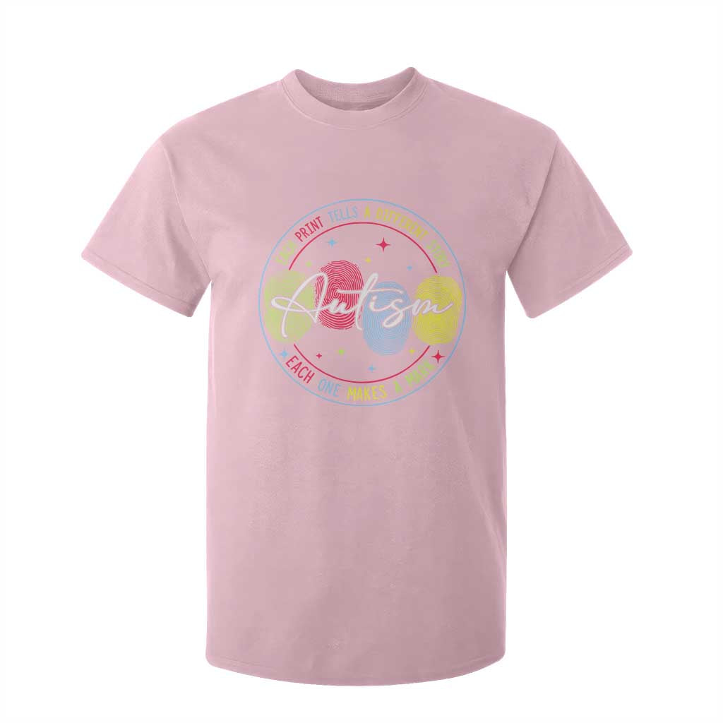 Autism T Shirt For Kid Fingerprint Autism Each Print Tells A Different Story TS09 Light Pink Print Your Wear