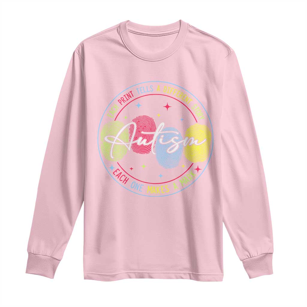 Autism Long Sleeve Shirt Fingerprint Autism Each Print Tells A Different Story TS09 Light Pink Print Your Wear