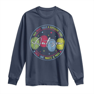 Autism Long Sleeve Shirt Fingerprint Autism Each Print Tells A Different Story TS09 Navy Print Your Wear