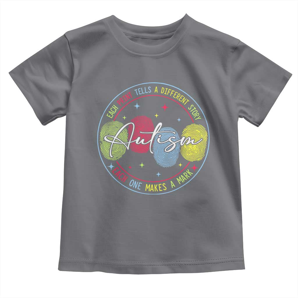Autism Toddler T Shirt Fingerprint Autism Each Print Tells A Different Story TS09 Charcoal Print Your Wear