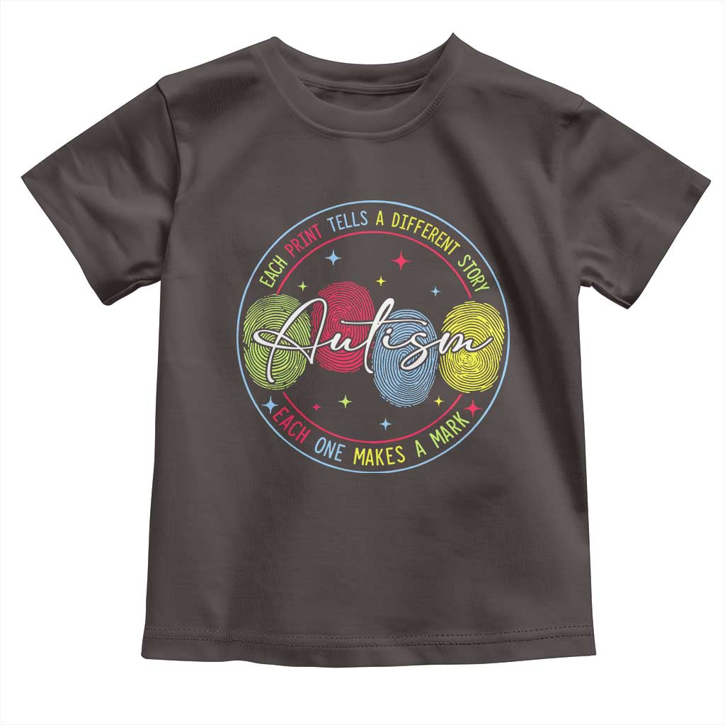 Autism Toddler T Shirt Fingerprint Autism Each Print Tells A Different Story TS09 Dark Chocolate Print Your Wear