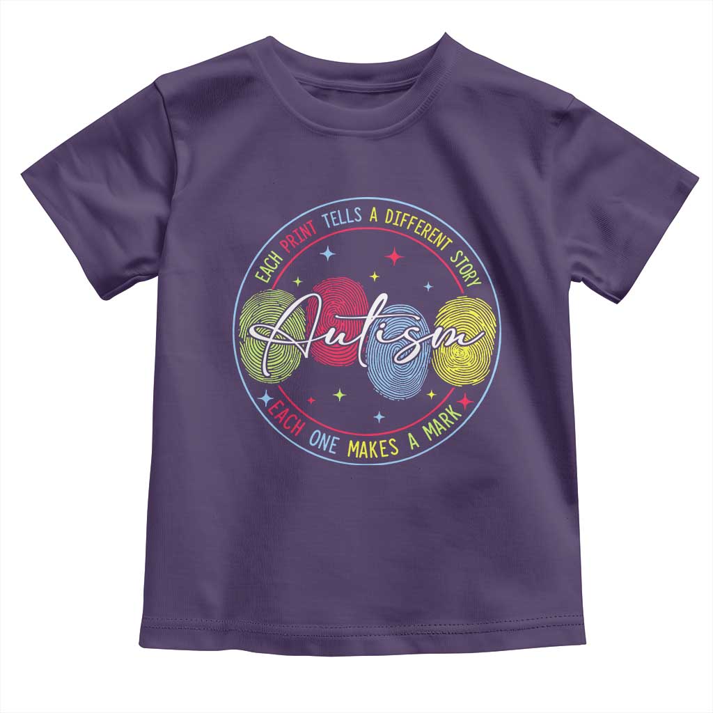 Autism Toddler T Shirt Fingerprint Autism Each Print Tells A Different Story TS09 Purple Print Your Wear