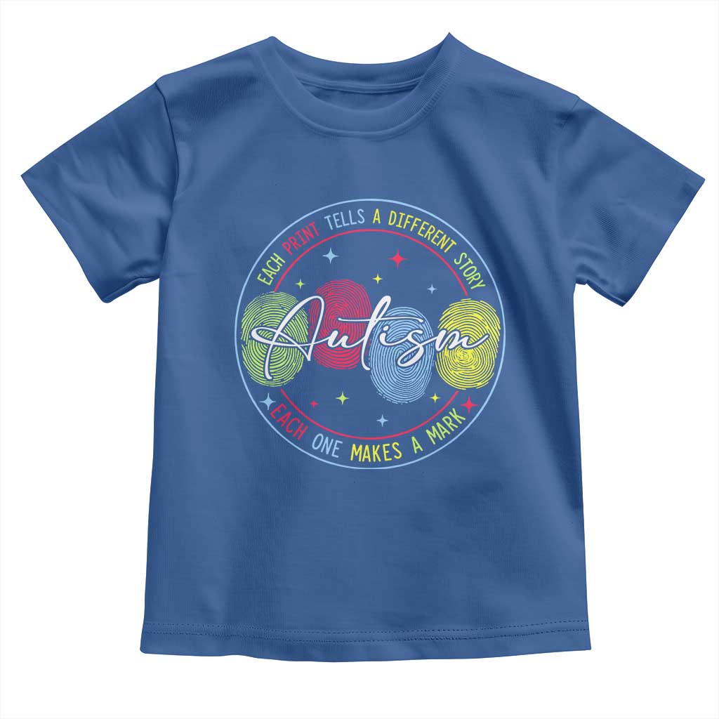 Autism Toddler T Shirt Fingerprint Autism Each Print Tells A Different Story TS09 Royal Blue Print Your Wear
