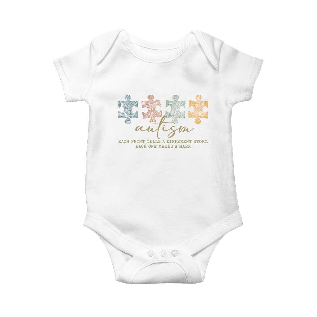 Autism Baby Onesie Fingerprint Autism Each One Makes A Mark TS09 White Print Your Wear