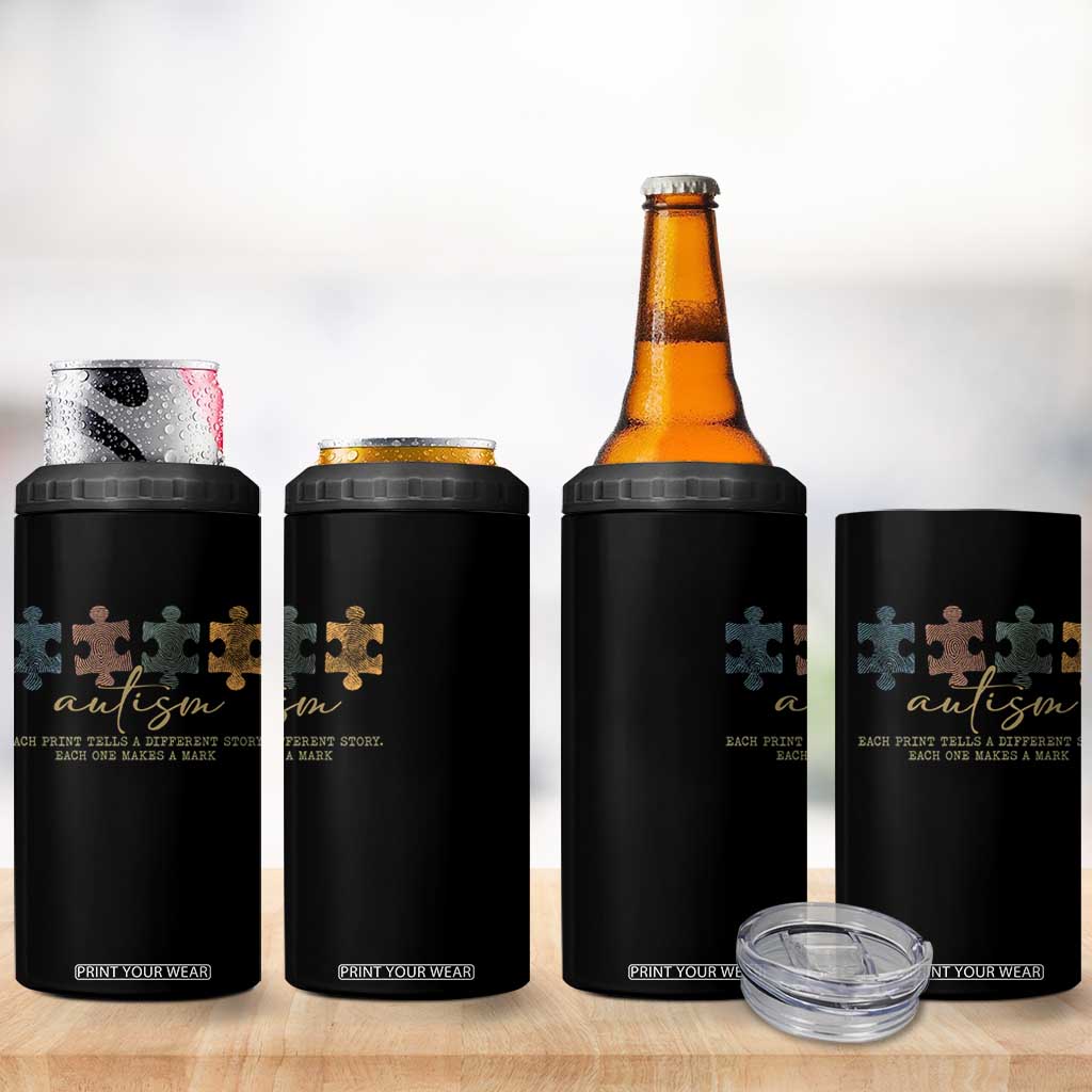 Autism 4 in 1 Can Cooler Tumbler Fingerprint Autism Each One Makes A Mark TS09 Print Your Wear