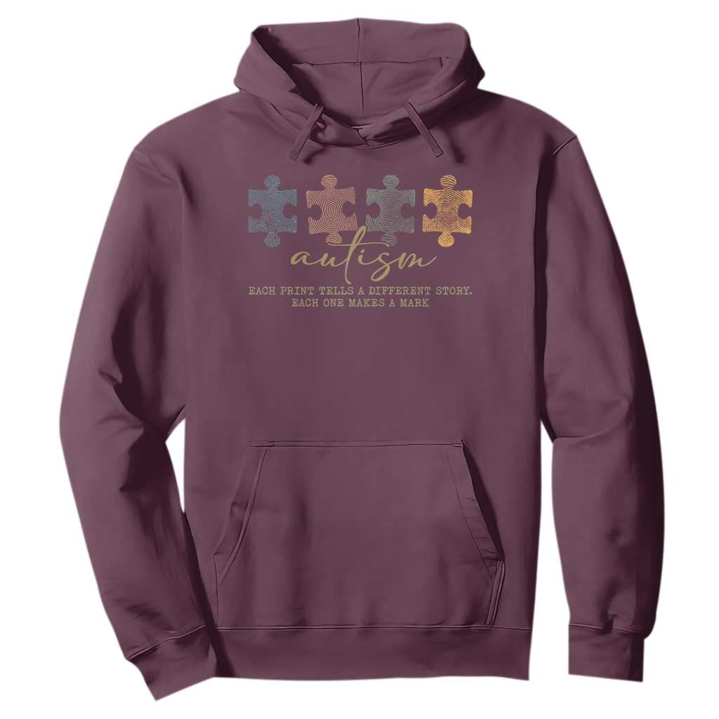Autism Hoodie Fingerprint Autism Each One Makes A Mark TS09 Maroon Print Your Wear