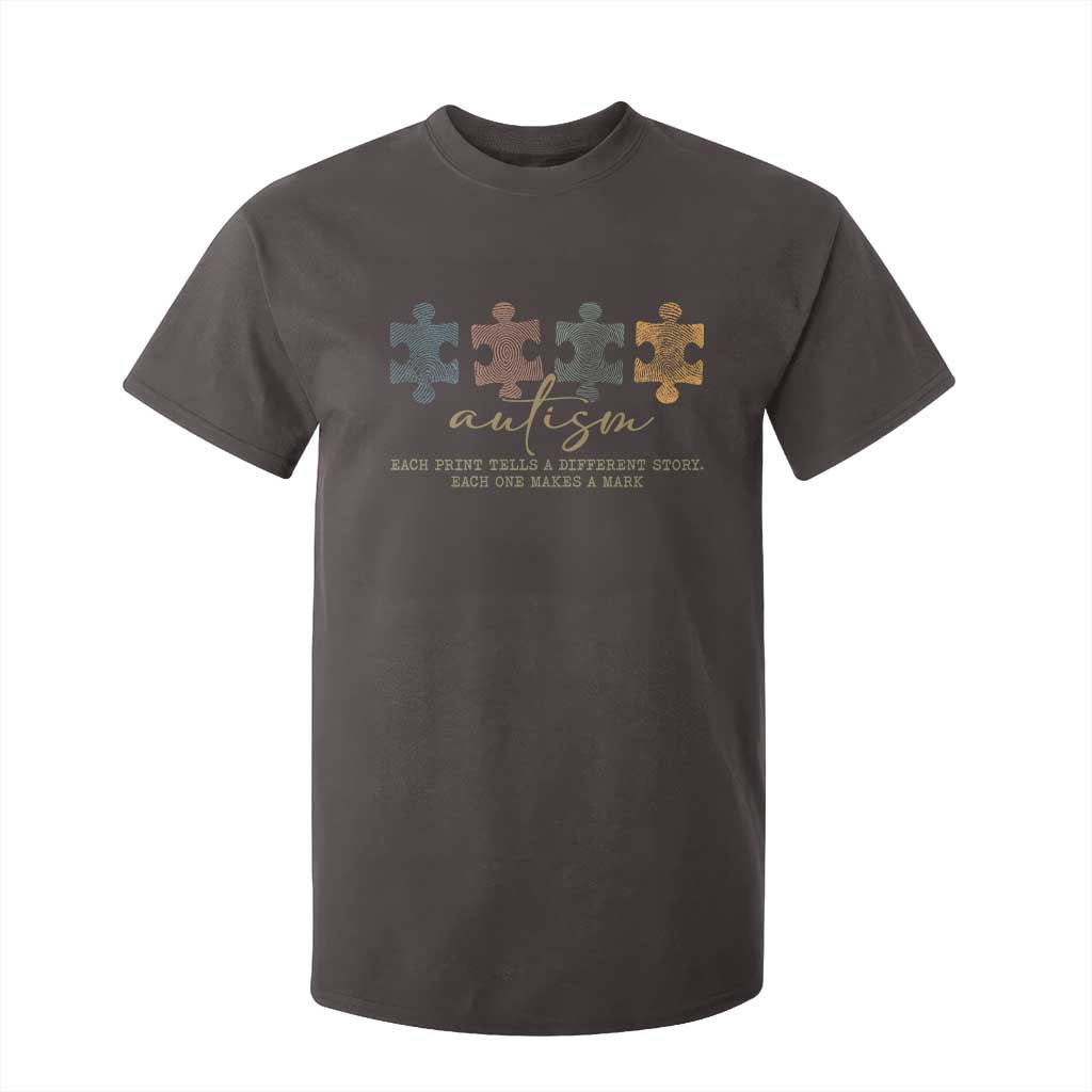 Autism T Shirt For Kid Fingerprint Autism Each One Makes A Mark TS09 Dark Chocolate Print Your Wear