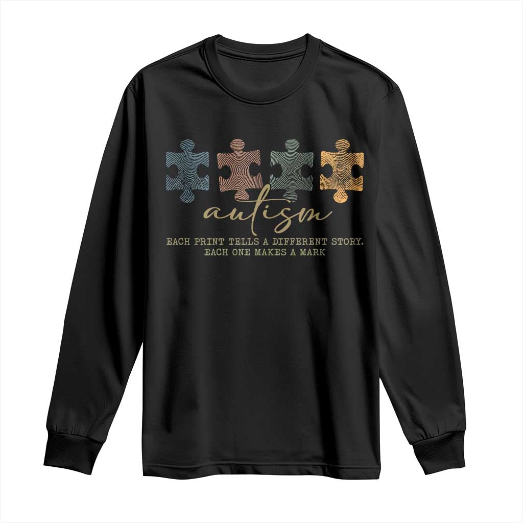 Autism Long Sleeve Shirt Fingerprint Autism Each One Makes A Mark TS09 Black Print Your Wear