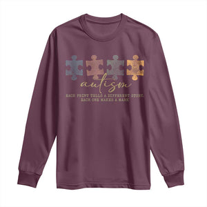 Autism Long Sleeve Shirt Fingerprint Autism Each One Makes A Mark TS09 Maroon Print Your Wear