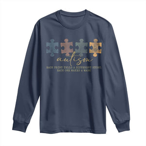 Autism Long Sleeve Shirt Fingerprint Autism Each One Makes A Mark TS09 Navy Print Your Wear