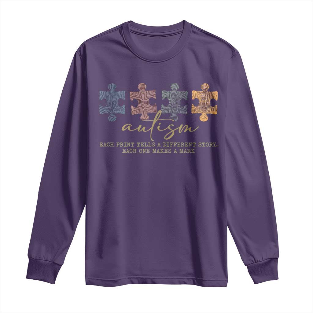 Autism Long Sleeve Shirt Fingerprint Autism Each One Makes A Mark TS09 Purple Print Your Wear