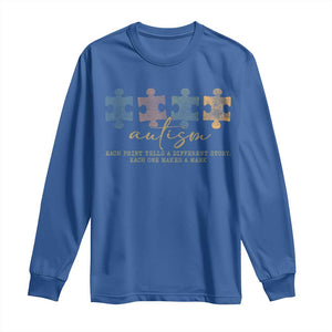Autism Long Sleeve Shirt Fingerprint Autism Each One Makes A Mark TS09 Royal Blue Print Your Wear