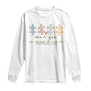 Autism Long Sleeve Shirt Fingerprint Autism Each One Makes A Mark TS09 White Print Your Wear