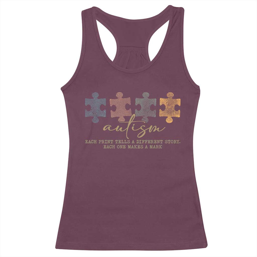 Autism Racerback Tank Top Fingerprint Autism Each One Makes A Mark TS09 Maroon Print Your Wear