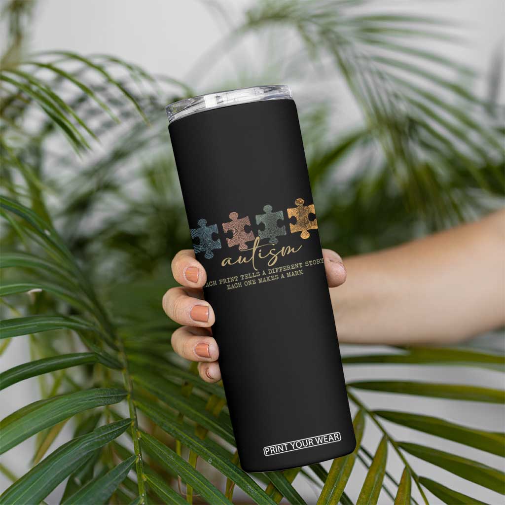 Autism Skinny Tumbler Fingerprint Autism Each One Makes A Mark TS09 Print Your Wear