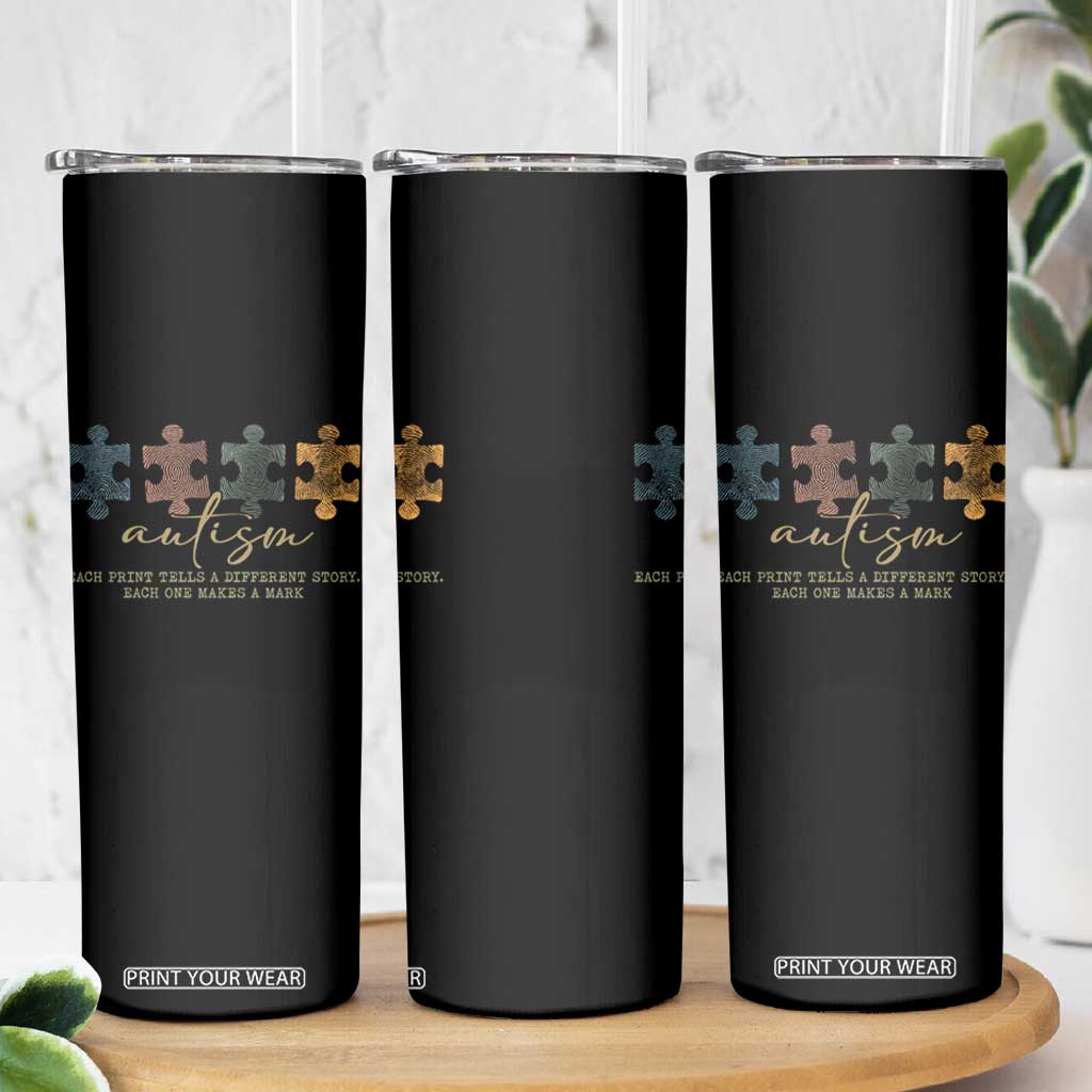 Autism Skinny Tumbler Fingerprint Autism Each One Makes A Mark TS09 Print Your Wear