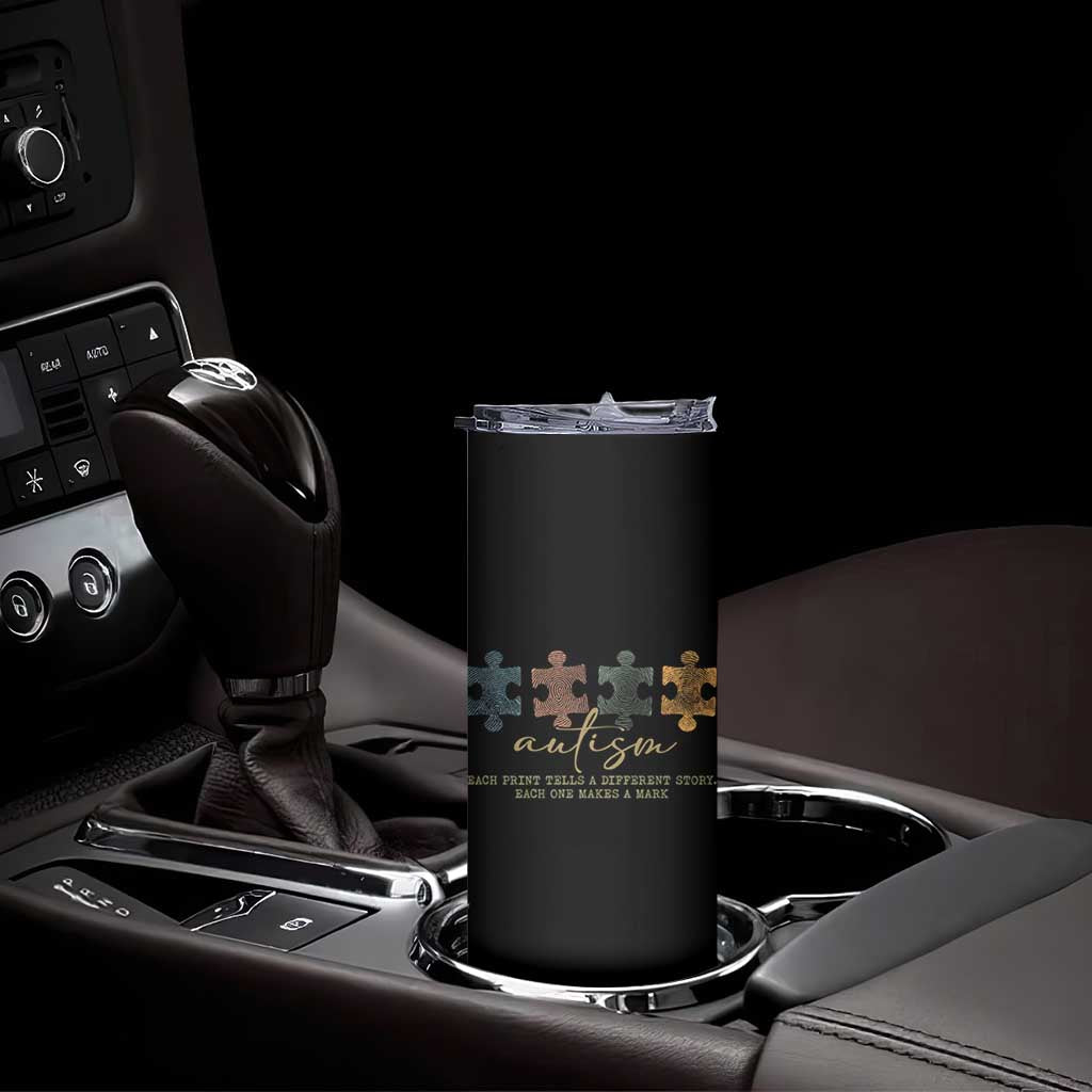 Autism Skinny Tumbler Fingerprint Autism Each One Makes A Mark TS09 Print Your Wear