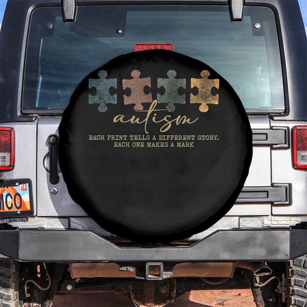 Autism Spare Tire Cover Fingerprint Autism Each One Makes A Mark TS09 No hole Black Print Your Wear