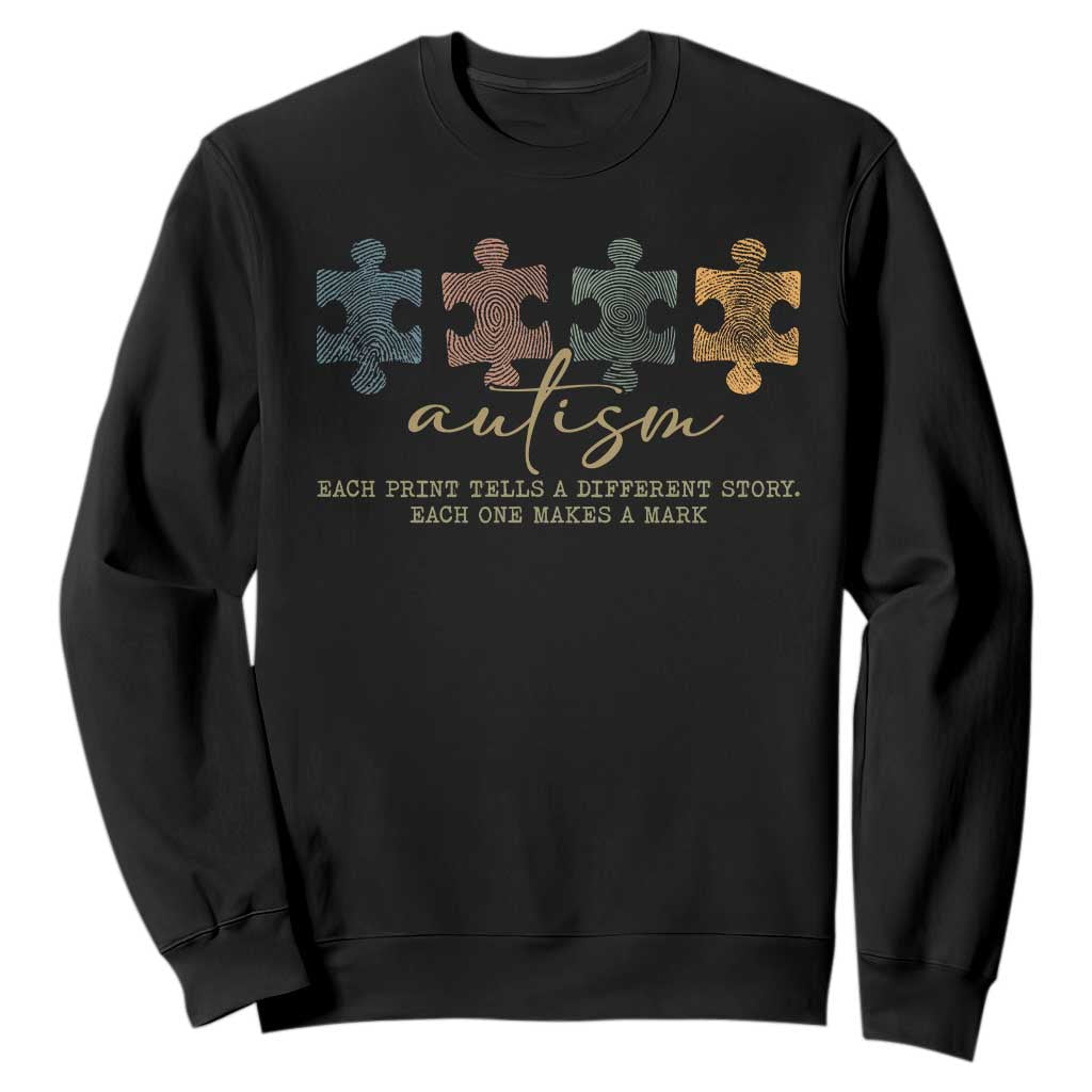 Autism Sweatshirt Fingerprint Autism Each One Makes A Mark TS09 Black Print Your Wear
