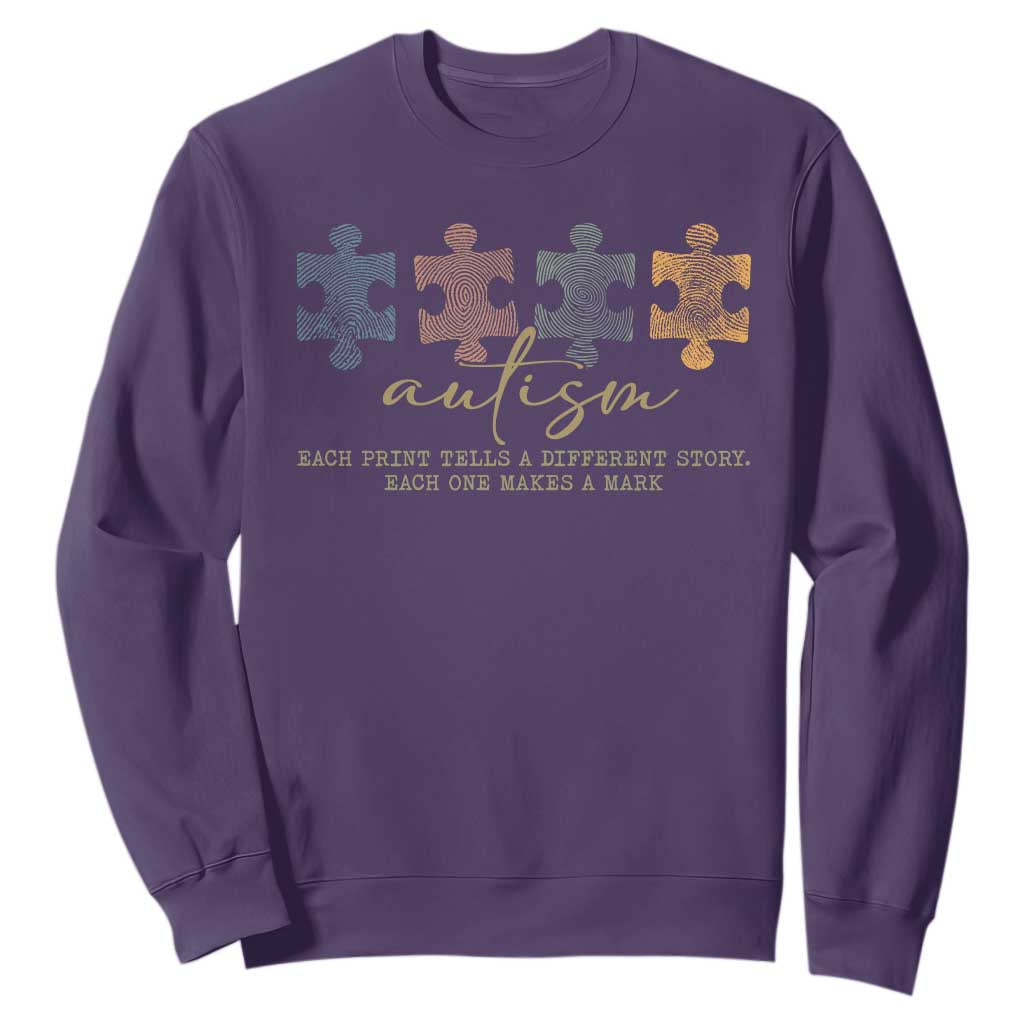 Autism Sweatshirt Fingerprint Autism Each One Makes A Mark TS09 Purple Print Your Wear