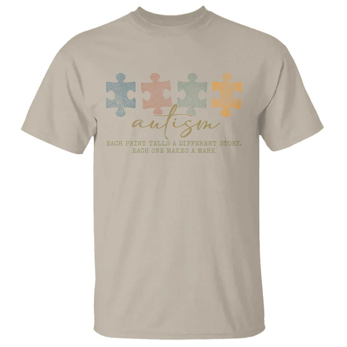 Autism T Shirt Fingerprint Autism Each One Makes A Mark TS09 Sand Print Your Wear