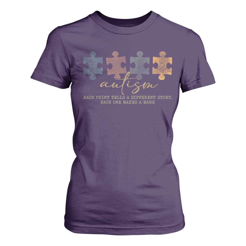 Autism T Shirt For Women Fingerprint Autism Each One Makes A Mark TS09 Purple Print Your Wear