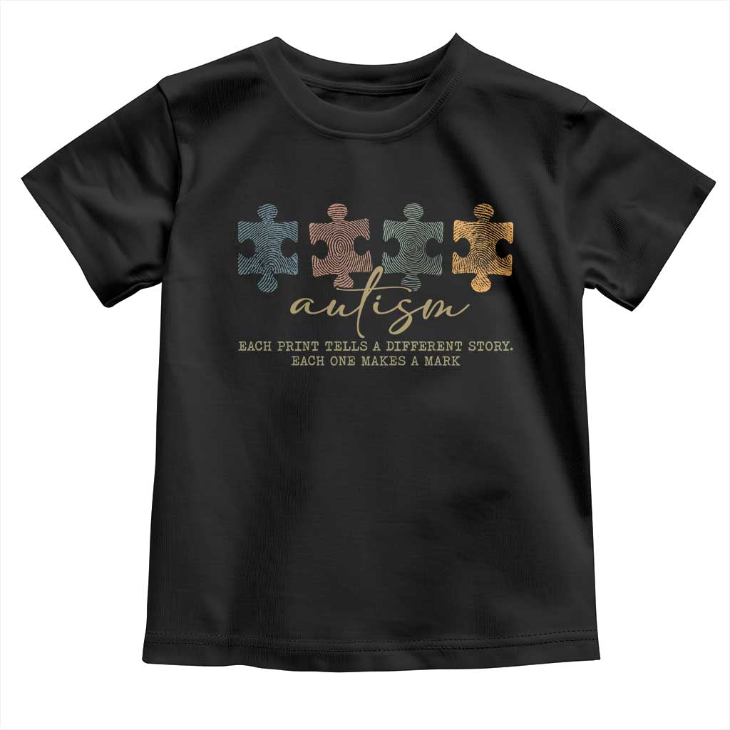 Autism Toddler T Shirt Fingerprint Autism Each One Makes A Mark TS09 Black Print Your Wear