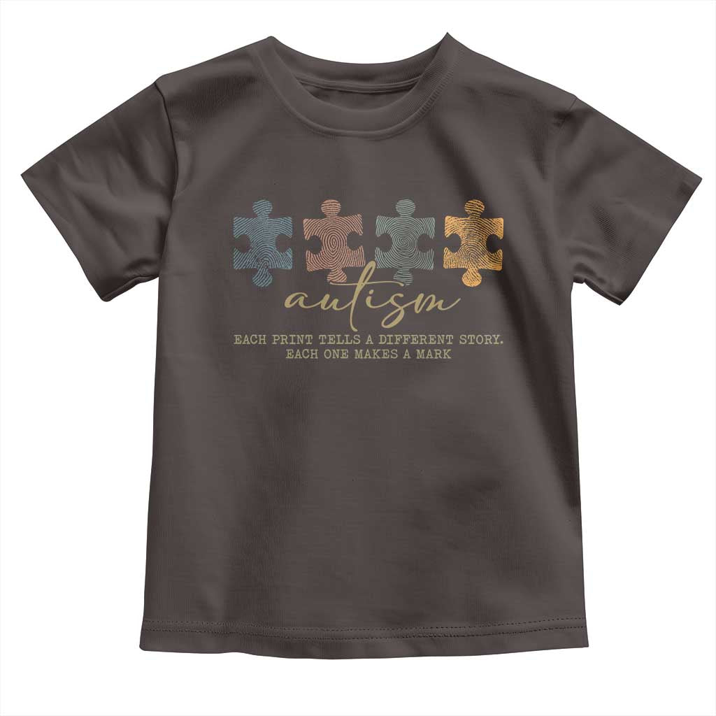 Autism Toddler T Shirt Fingerprint Autism Each One Makes A Mark TS09 Dark Chocolate Print Your Wear