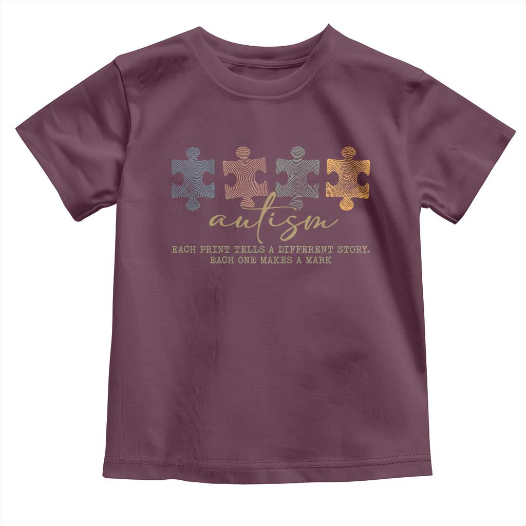 Autism Toddler T Shirt Fingerprint Autism Each One Makes A Mark TS09 Maroon Print Your Wear