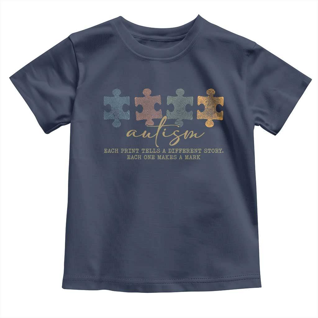 Autism Toddler T Shirt Fingerprint Autism Each One Makes A Mark TS09 Navy Print Your Wear