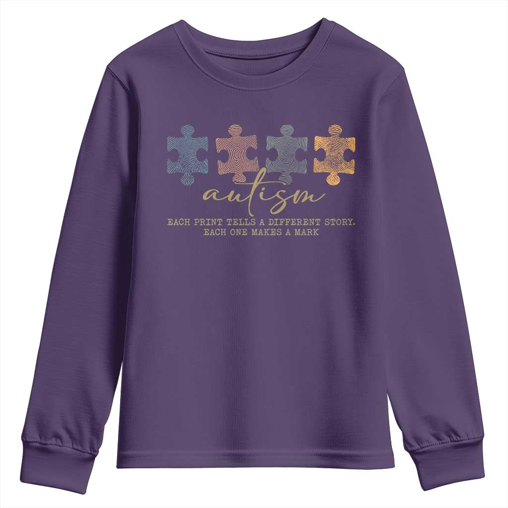 Autism Youth Sweatshirt Fingerprint Autism Each One Makes A Mark TS09 Purple Print Your Wear