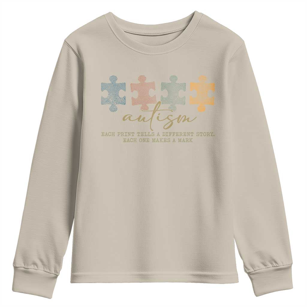 Autism Youth Sweatshirt Fingerprint Autism Each One Makes A Mark TS09 Sand Print Your Wear