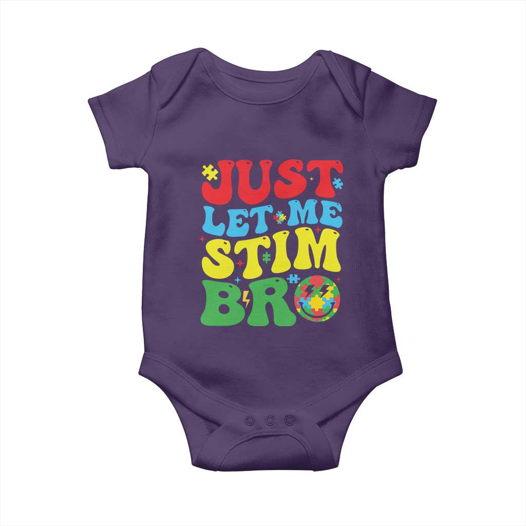Just Let Me Stim Bro Baby Onesie Autism ADHD Stimming TS09 Purple Print Your Wear
