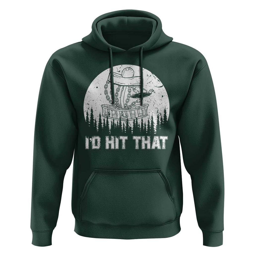 Retro I'd Hit That Disc Golf Hoodie TS09 Dark Forest Green Print Your Wear
