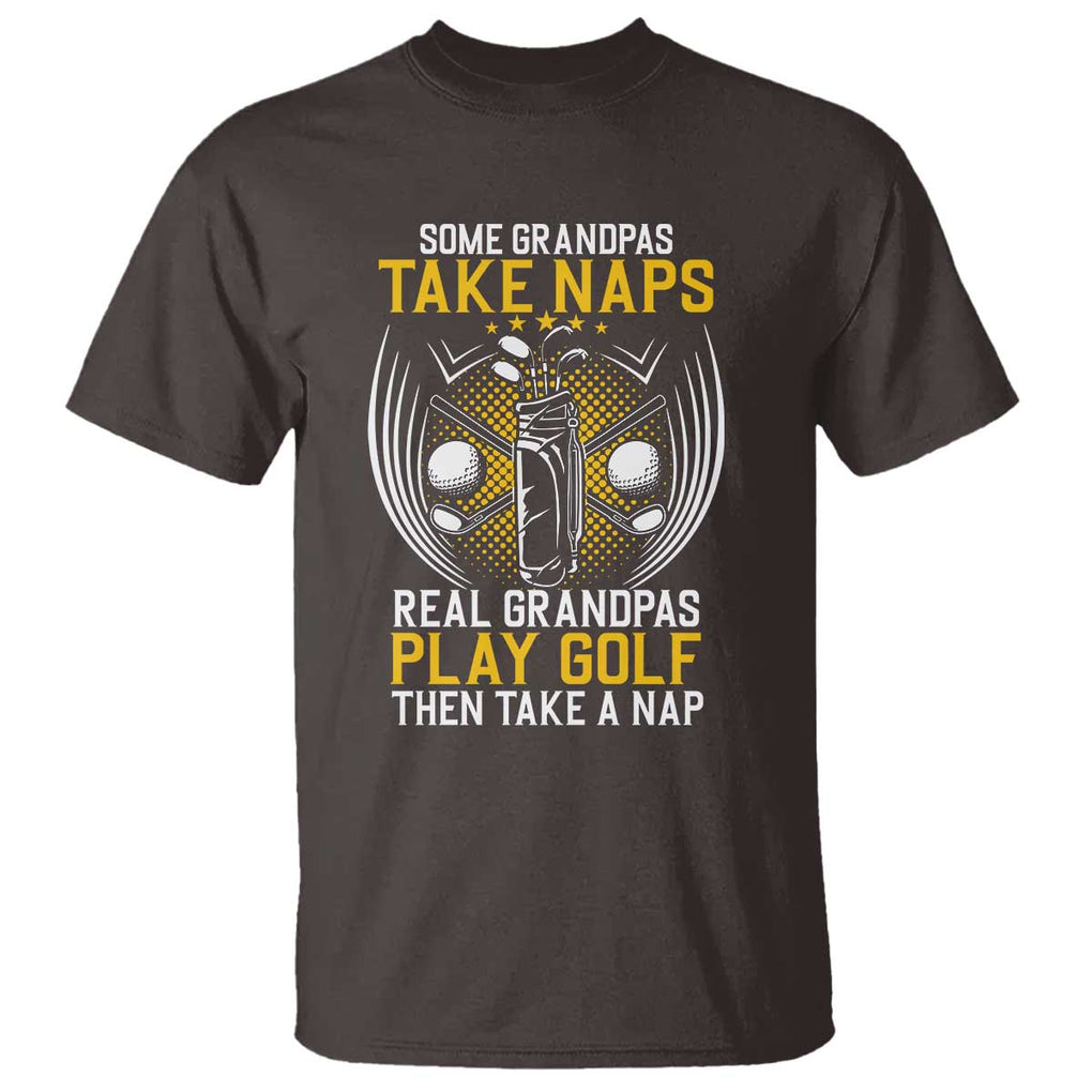 Funny Real Grandpas Play Golf T Shirt TS09 Dark Chocolate Print Your Wear