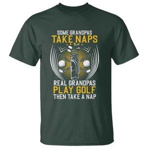 Funny Real Grandpas Play Golf T Shirt TS09 Dark Forest Green Print Your Wear