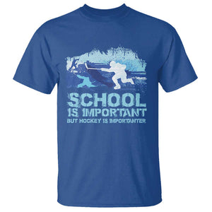 Funny School Is Important But Hockey Is Importanter T Shirt TS09 Royal Blue Print Your Wear