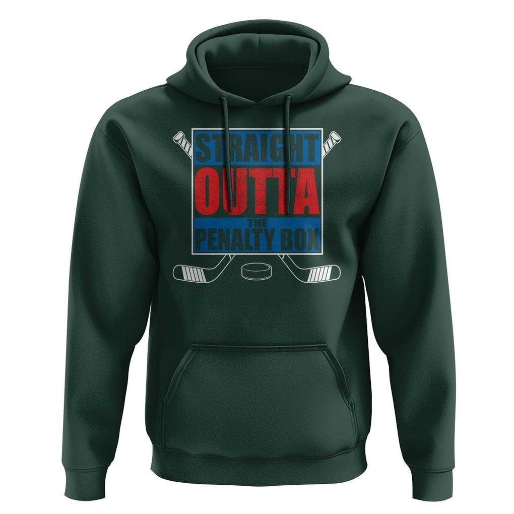 Hockey Hoodie Straight Outta The Penalty Box TS09 Dark Forest Green Print Your Wear
