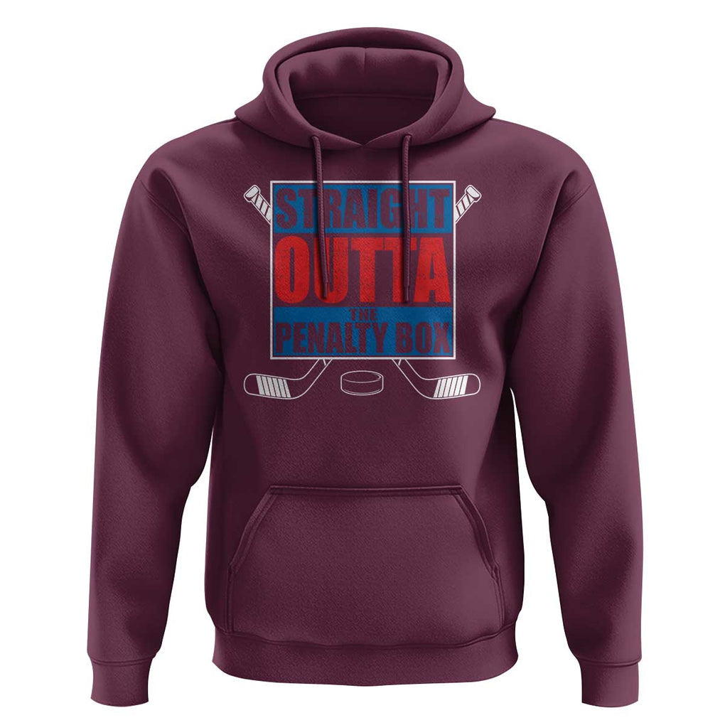 Hockey Hoodie Straight Outta The Penalty Box TS09 Maroon Print Your Wear