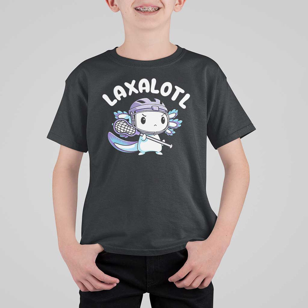 Funny Axolotl Lacrosse Player T Shirt For Kid TS09 Black Print Your Wear