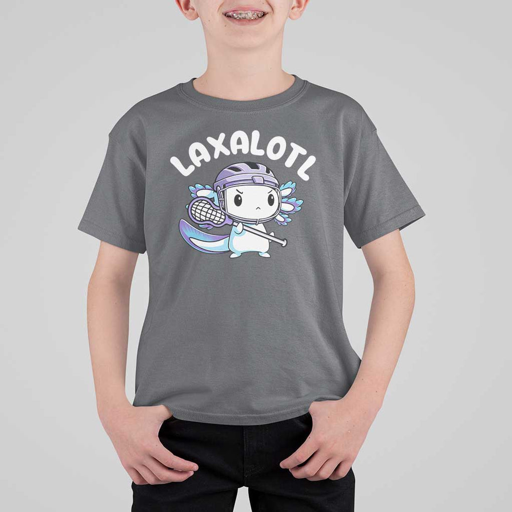 Funny Axolotl Lacrosse Player T Shirt For Kid TS09 Charcoal Print Your Wear
