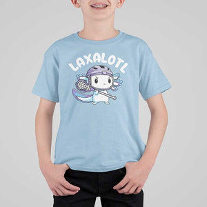 Funny Axolotl Lacrosse Player T Shirt For Kid TS09 Light Blue Print Your Wear