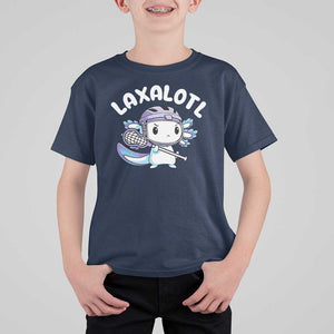 Funny Axolotl Lacrosse Player T Shirt For Kid TS09 Navy Print Your Wear