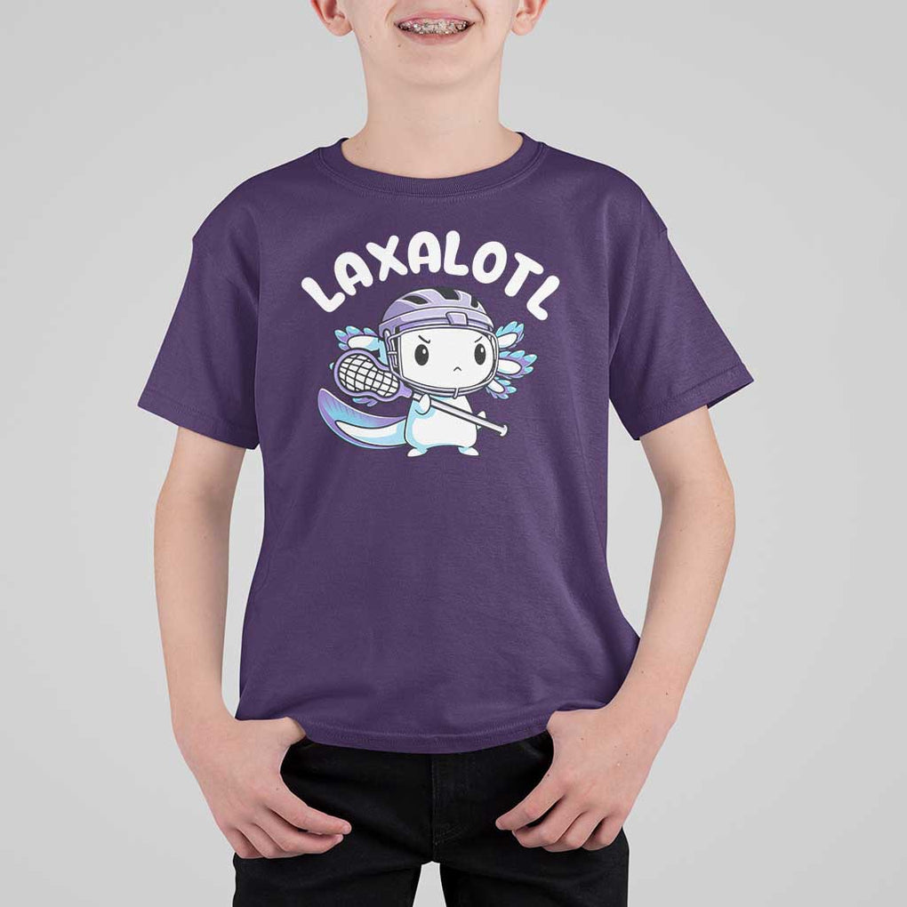 Funny Axolotl Lacrosse Player T Shirt For Kid TS09 Purple Print Your Wear