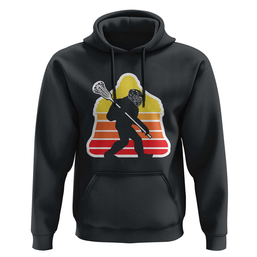 Funny Retro Bigfoot Lacrosse Player Hoodie TS09 Black Print Your Wear