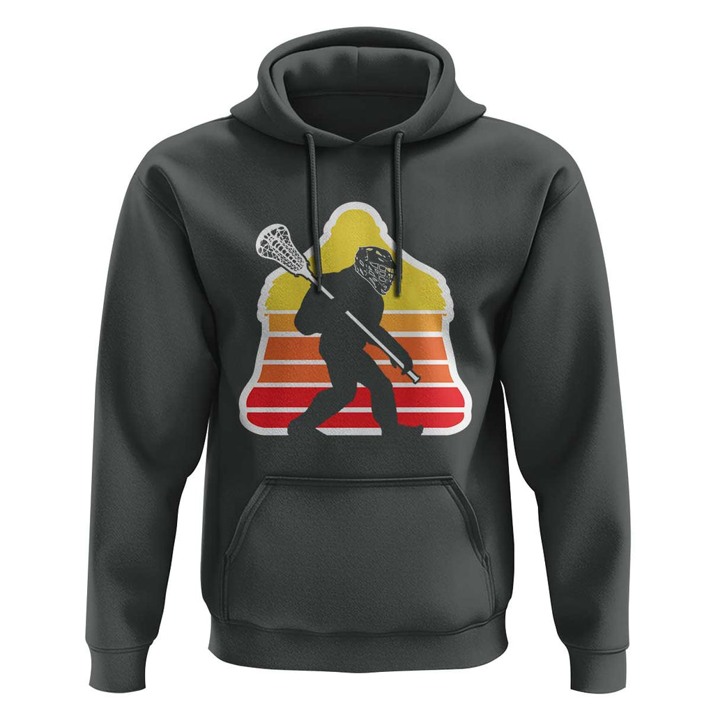Funny Retro Bigfoot Lacrosse Player Hoodie TS09 Dark Heather Print Your Wear