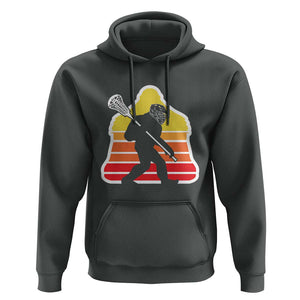 Funny Retro Bigfoot Lacrosse Player Hoodie TS09 Dark Heather Print Your Wear