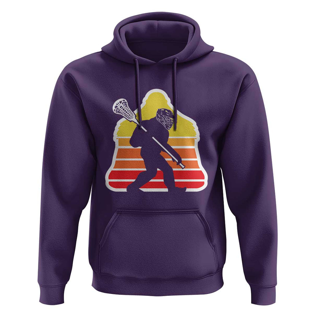 Funny Retro Bigfoot Lacrosse Player Hoodie TS09 Purple Print Your Wear